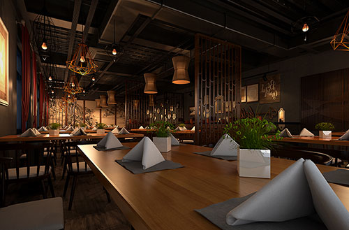 阿坝简约大气中式风格餐厅设计装修效果图